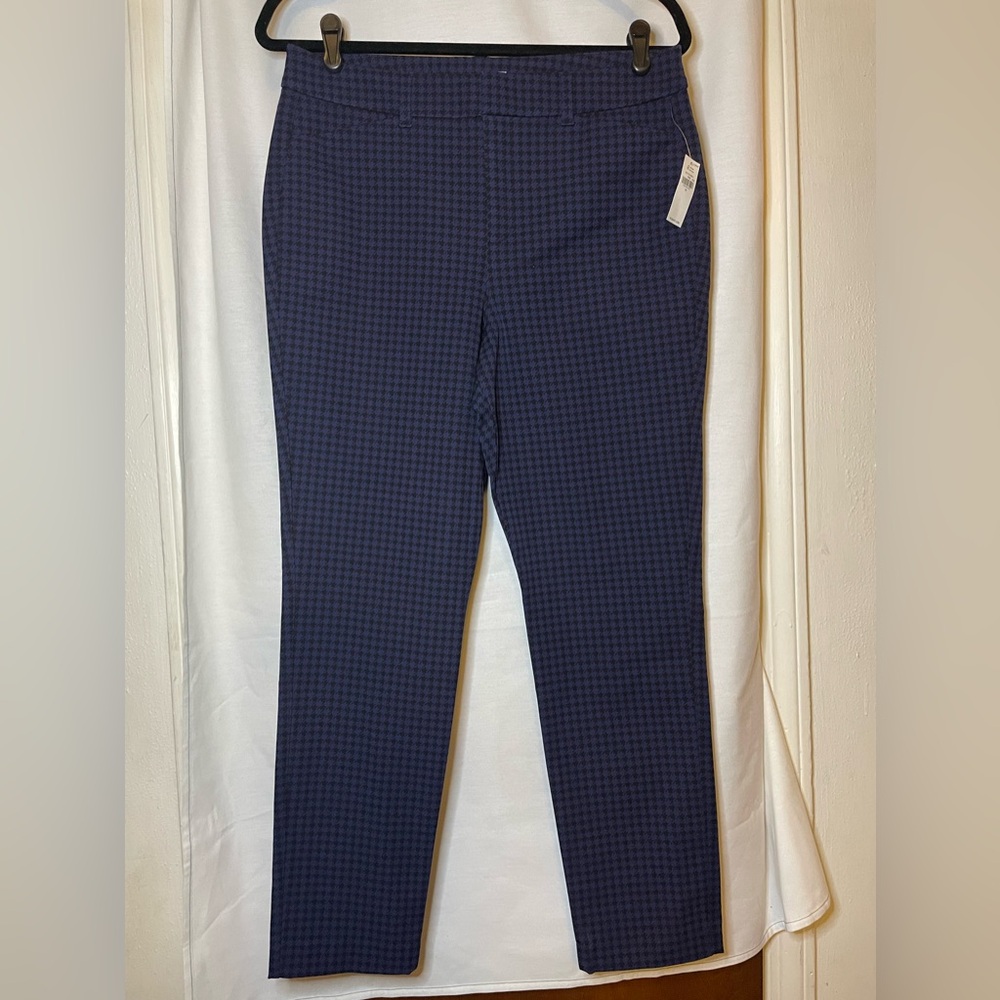 NWT Old Navy Dark Blue and Black Houndstooth Print High Rise Pants Size 10